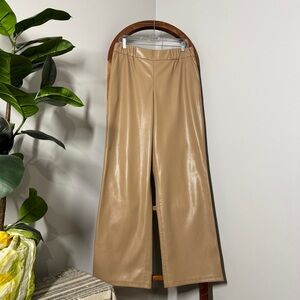 Anine Bing LARGE Tan Vegan Leather Wide Leg Koa Pant